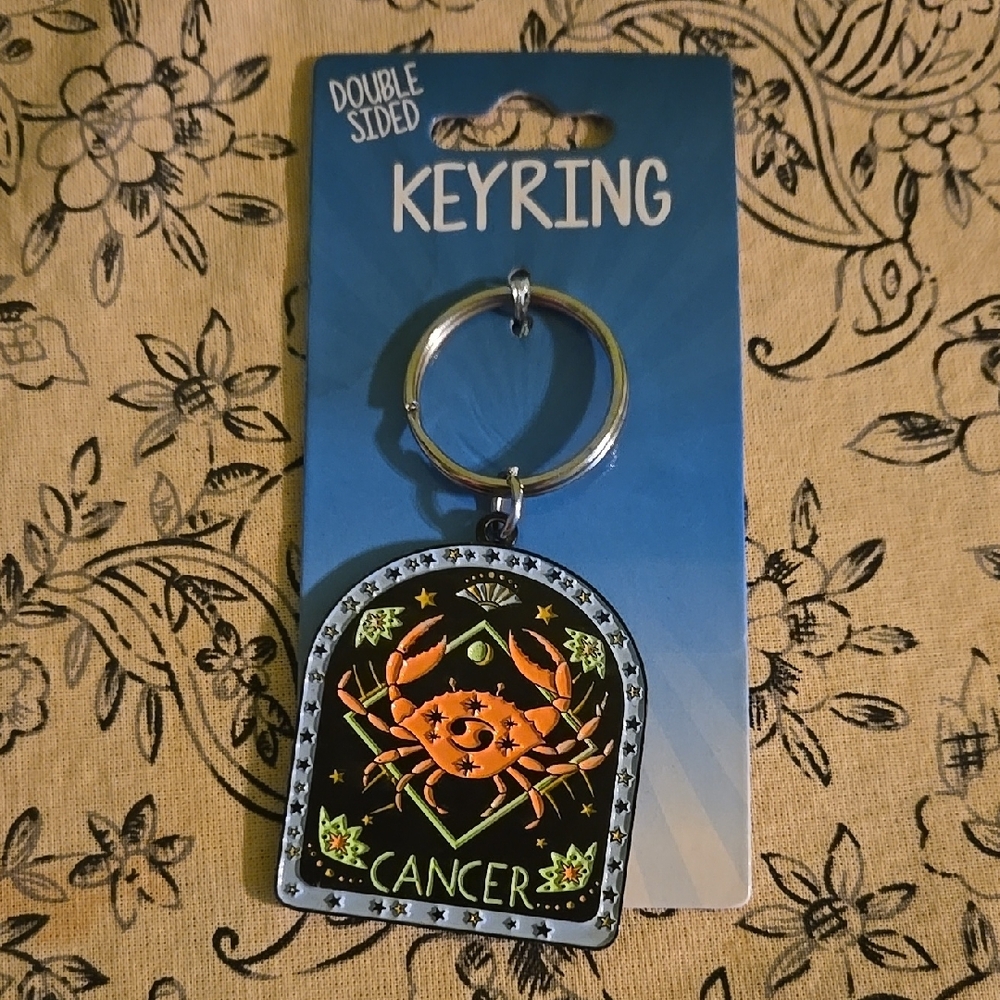 Cancer Zodiac Keyring with Crab Design